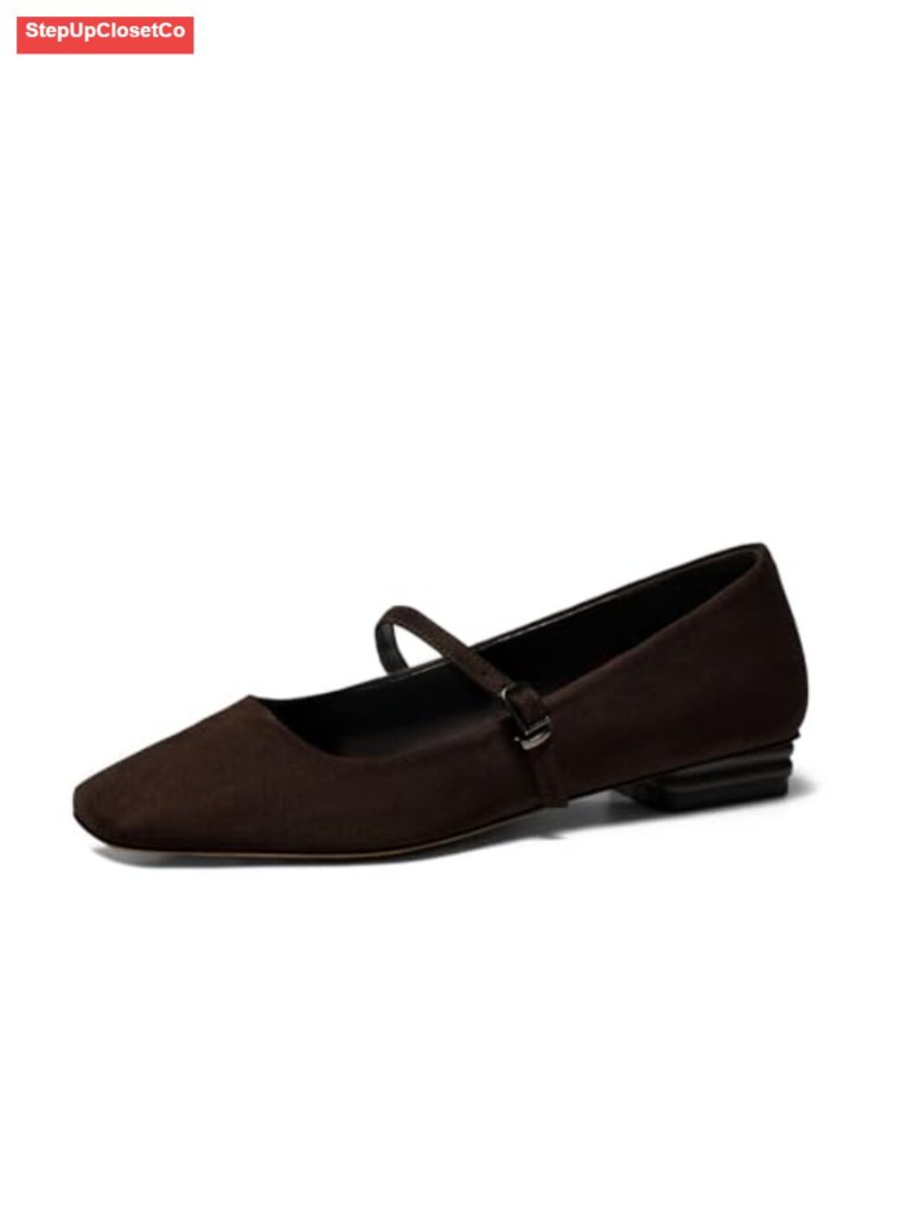 Mary Jane Flats Closed Square Toe Ballet Flat Faux Suede Dress Shoes